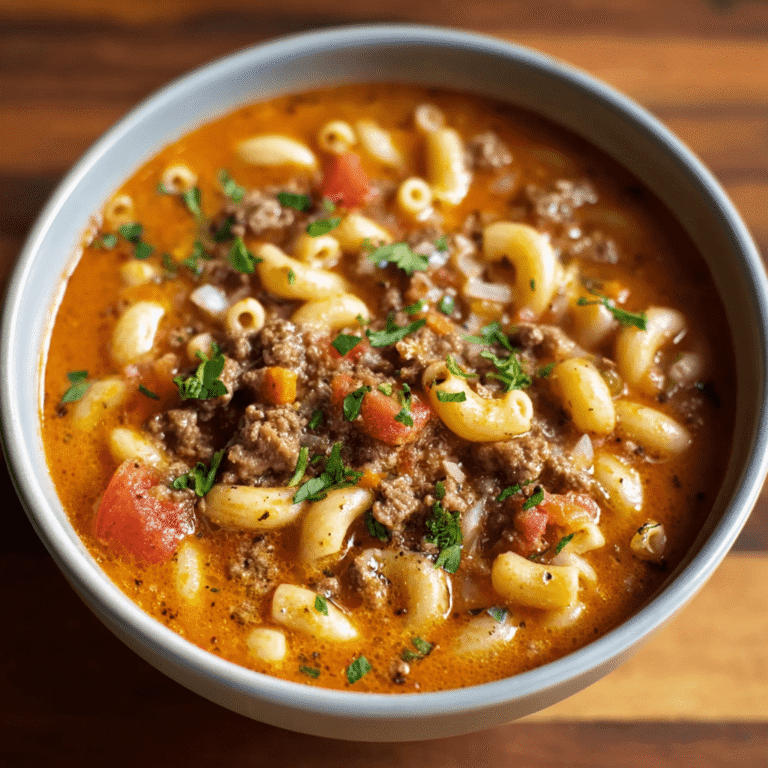 Hearty Beef and Macaroni Soup (One-Pot Recipe)
