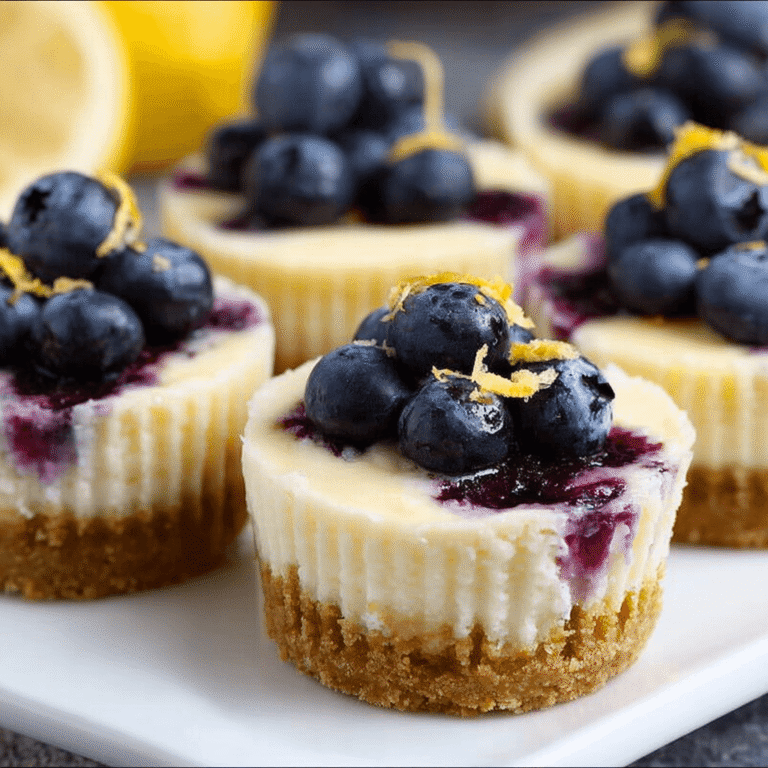 Creamy Mini Lemon Blueberry Cheesecakes (No Water Bath)
