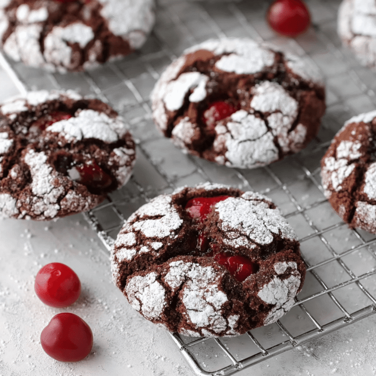 Fudgy Chocolate Cherry Crinkle Cookies