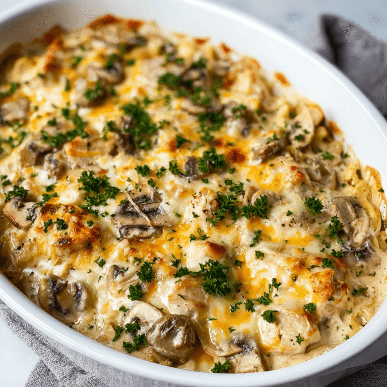 Creamy Keto Garlic Mushroom Chicken Casserole