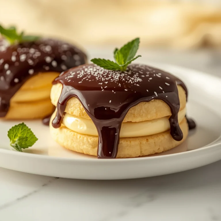 Close-up of Boston Cream Pie Cookies dessert with a soft texture and elegant garnish