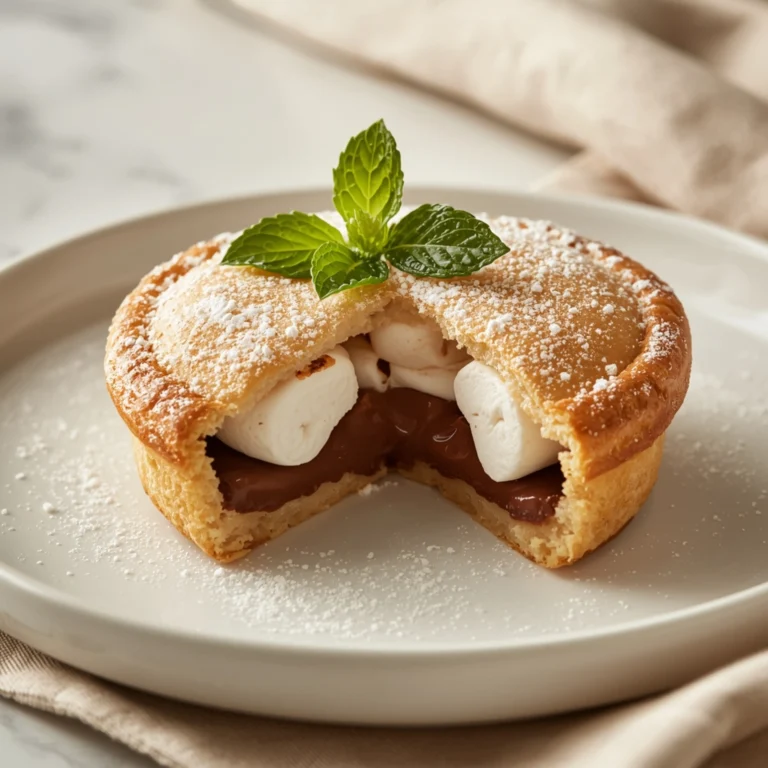 Close-up of Buttery S'Mores Hand Pies dessert with a soft texture and elegant garnish