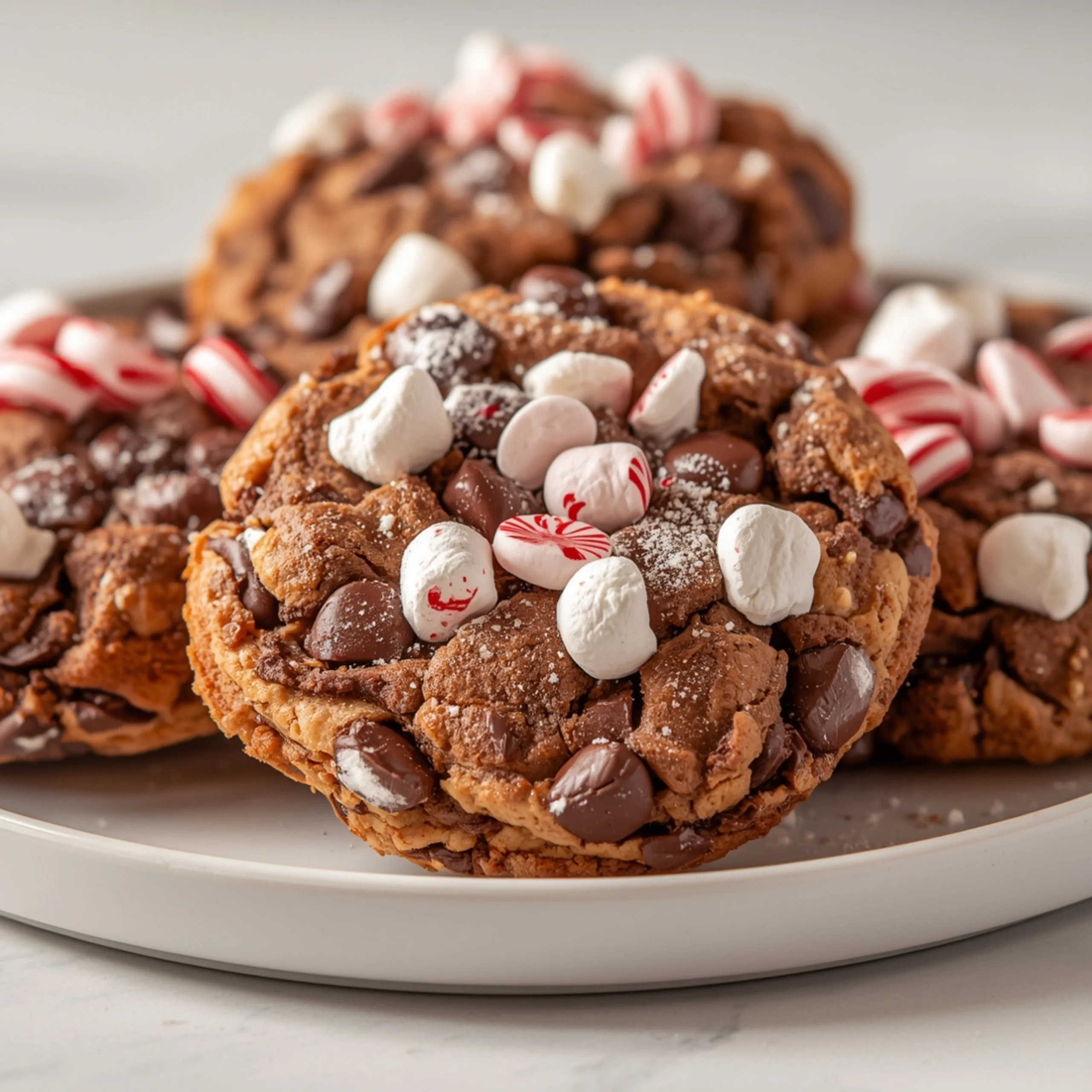 Close-up of Delicious Hot Chocolate Christmas Cookies dessert with a soft texture and elegant garnish
