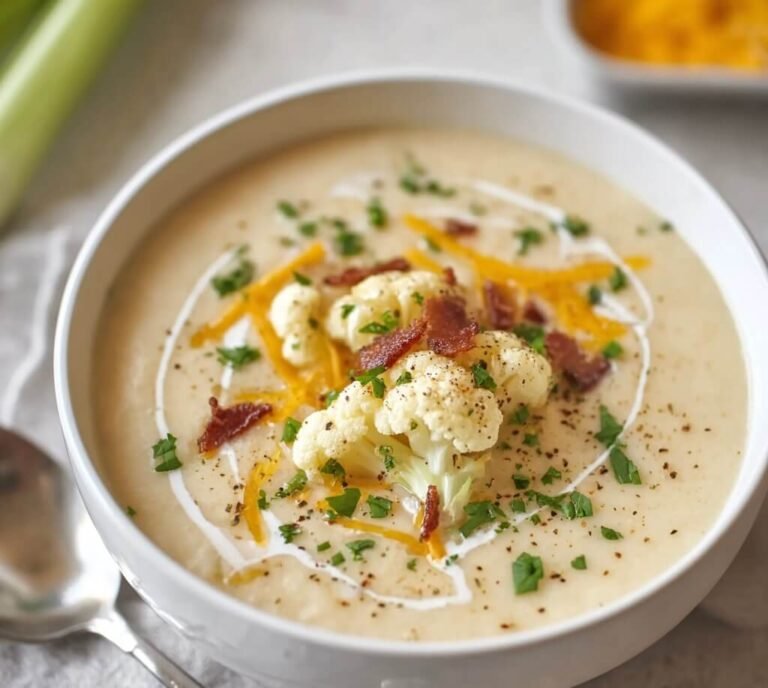 Creamy Loaded Cauliflower Soup (Keto “Potato” Style)