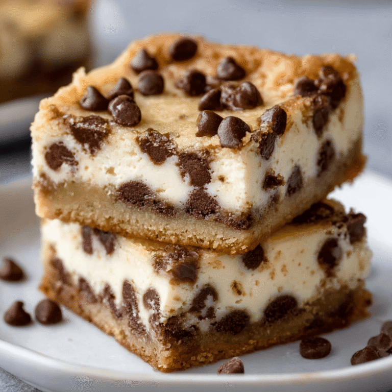 Rich Chocolate Chip Cookie Cheesecake Bars (Easy Recipe)
