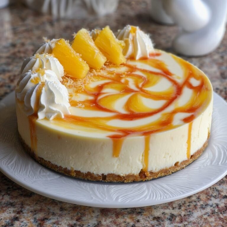 No-Bake Orange Pineapple Swirl Cheesecake Recipe for Refreshing Summer Desserts