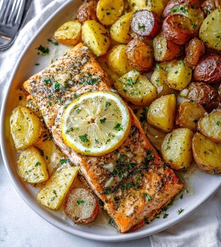Easy One Pan Lemon Herb Salmon and Potatoes Dinner for Busy Weeknights
