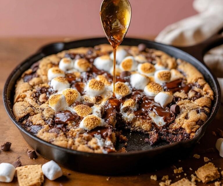 Gooey Skillet S’mores Cookie with Golden Marshmallows Recipe