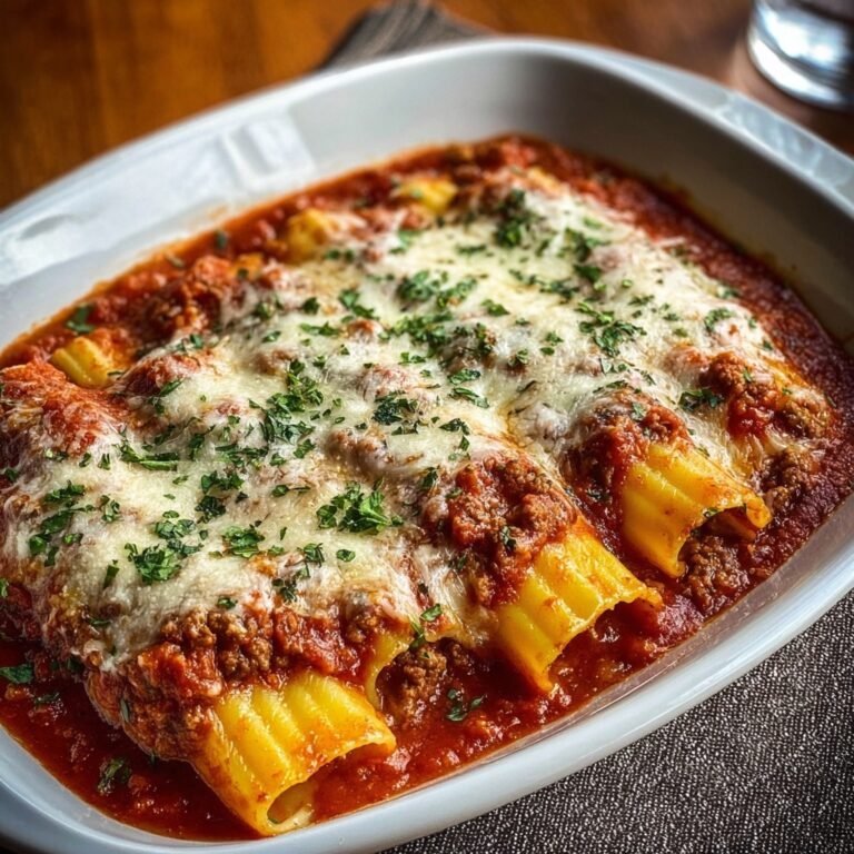 Comforting Stuffed Manicotti with Meat Sauce: Easy Homemade Italian Delight