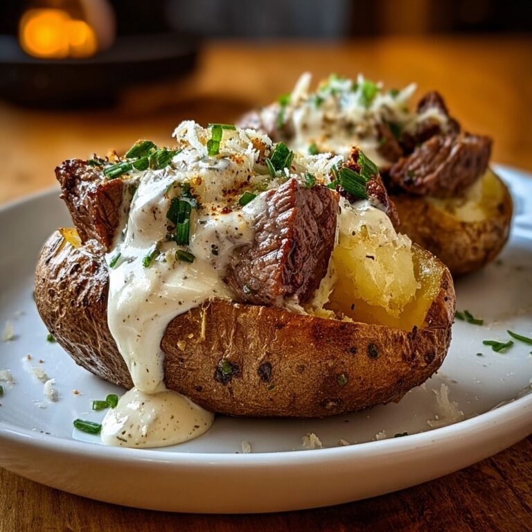 How to Make Steak-Stuffed Baked Potatoes with Parmesan Cream Sauce