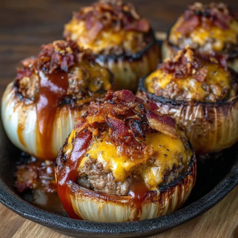 Firecracker Bacon Cheddar Cheeseburger Stuffed Onion Bombs Recipe for a Flavor Explosion